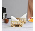 Future Works Tissue Paper Holder with Golden Cut Work Barricades Design Beautiful Acrylic & Wooden Dining Table Accessories for Home & Kitchen Have Issue, use Tissue Paper Napkin Holder (Pack of 2 Big Size)