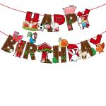Zyozique Farm Animals Birthday Party Decorations Farm Animals Happy Birthday Banner for Kids Boys Girls Farm Theme Party Decorations Supplies