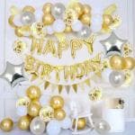 FANEX Happy Birthday Gold Foil Balloon Combo(Pack of 45)