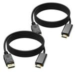 Microware DP DisplayPort to HDMI Cable, Black (Pack of 2)