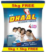 DHAAL Detergent Powder (5KG+ 5KG FREE), Washing Powder with 4 Ki Maha Shakti - Bucket & Machine Wash