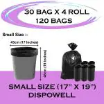 CLEANPRIDE 120 bags (4 roll) Black Biodegradable Garbage Bag Trash Bag Dustbin Bag Small Size -17 