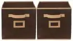 Kuber Industries Brown Non Woven Foldable Extra Small Square Storage Cube Box With Handle ( 2)