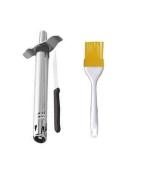 First Front Stainless Steel Regular Gas Lighter | Knife With 1 Pcs Silicon Basting Mini Oil Brush Only and Multicolour, Pack of 2