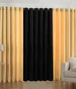 Indian Online Mall Polyester Cream, Black Plain Window Curtain Set - 5 Feet X 4 Feet (Set Of 3) --