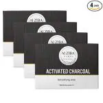 ALZIBA Activated Charcoal Detoxifying Bathing Soap Bar - Pack of 4 x 100 GM