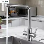 Plantex Pure Brass High Neck Pillar Cock Tap for Wash Basin/Tap with Hot and Cold Water Outlet/Double Lever Faucet for Kitchen Sink/Quarter Turn Tap (Chrome)