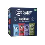 Sleepy Owl Premium Instant Coffee Sachets | 96 gm - Pack of 48 Assorted Coffee Powder Sachets | 2g Each - Original, French Vanilla, Hazelnut, and Filter Kaapi - Flavoured Coffee | Coffee Pouch - Makes 48 Cups