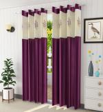 LaVichitra 152.5 cm (5 ft) Polyester Window Curtain (Pack Of 2) (Floral, Wine)