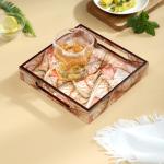 DULI Enamel Coated 8x8 inch Sribble Print Serving Tray for Home & Kitchen Décor