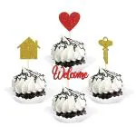 Festiko Gold Glitter Welcome Home Cupcake Toppers Welcome New House Cupcake Toppers, Housewarming Party Decorations, Welcome Home Cupcake Decor (24 Pcs)
