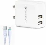 Zebronics Quick Charge 2.4 A Multiport Mobile Charger With Detachable Cable, White