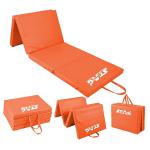 Stag All-Purpose Foldable Exercise Fitness Mat (180cm x 60cm-30mm)| Used for Tumbling, Aerobics, Gymnastics, Yoga & Floor Workouts| Crash pad Extra Thick Foam| 4-Way Fold With Carrying Handles-Orange