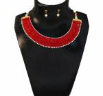 JAYA VISION ENTERPRISES Red Crystal beaded with Pearl Beautiful Choker-tg77