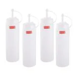 HAZEL Transparent Sauce Bottle with Cap | Squeeze Bottle for Commercial Use | Ideal for using at Home & Restaurent,Transparent, 590 ml, Set of 4