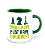 Whats Your Kick Chess Theme Printed Dark Green Ceramic Coffee Mug 325 ML