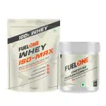 FUELONE Whey Iso-Max, Whey Protein Isolate, 31g Protein (Unflavoured, 1kg / 2.2lb) & Creatine Monohydrate 100g (Unflavoured, 33 Servings), No Added Sugars or Maltodextrin