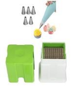 BLUE WONDER Cake Decorating 6 Pcs Nozzle with Steel and Plastic Potato Chipser French Fries Chips Maker Machine Snacks Finger, Potato Finger Chips Cutter and (Multicolour, Pack of 2)