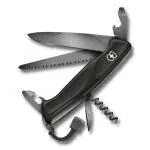 Victorinox Swiss Army Knife, Ranger 55 Grip Onyx, Large (130 mm), Black, 0.9563.C31P | Outdoor Multitool Pocket Knife