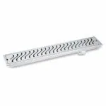 Fossa 24x4 Shower Wave Brushed Drain Side Hole Rectangular Floor Drain With Accessories Wave Hole Pattern Cover Grate Removable 304 Stainless Steel (24 inch)