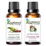 KAZIMA Jojoba Oil And Coconut Oil Wrinkles, Skin Brightening, Moisturizing And Hair Growth, 15 ml Each (Combo Of 2)