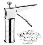 KIKEA Stainless Steel Kitchen Press, Namkeen Maker, Sev Maker Machine with 15 Different Types of Jalies