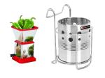 First Front Stainless Steel Chilly Cutter Cutter With Stainless Steel Cutlery Holder With Stand and (Multicolour, Pack of 2)