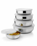 Human Hydro Air Tight Silver Stainless Steel Container Bowl Set 300 ml (Pack of 5)