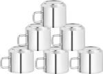 Korbox Round Stainless Steel Double Walled Tea Cup 100 ml (Pack Of 6)