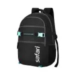 Safari Surge 30L Laptop Backpack, 2 Compartments, Rain Cover, Bottle Holder, Organizer, Compression Straps, School Bag for Boys and Girls, College Bag, Office Bag, Travel Bag for Men and Women, Black