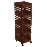 SELVEL Multi Purpose Plastic Rack 5 Shelfs Stand Unbreakable Plastic (5 Rack, Dark Brown)