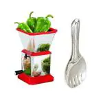 Blue Wonder Stainless Steel Chilly Cutter Cutter With Stainless Steel Rice Palta Spoons and (Multicolour, Pack of 2)