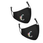 CENWELL (L Print) Washable Embroidery Stylish Cloth Face Mask with Adjustable Earloop & Nose Pin (Pack of 2)