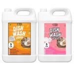 Flisko Dishwash Liquid Gel Orange 5L & Pink 5L Concentrate Starter Kit| Removes Tough Grease, Soft on Hands| Plant-Derived