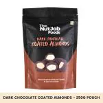 The NutJob Dark Chocolate Coated Almonds - 250g Pouch - Roasted Almonds Coated in Chocolate