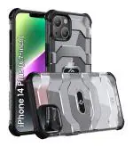 Golden Sand [Explorer Series] Apple iPhone 14 Plus Back Cover Shockproof Semi-Transparent Rugged Military Grade Phone Case, Certified Drop Protection, Space Black