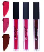 bq BLAQUE Matte Liquid Lipstick Combo of 3 Lip Color # 104-105-106 (Ruby Red, Dark & Bold Pink, Chocolate Mood, 12 ml)