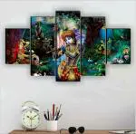 saf Krishna ji Religious UV Textured Wall Painting for Home decorative Digital Reprint 18 inch x 30 inch Painting (Without Frame, Pack of 5) SANFPNLS32218