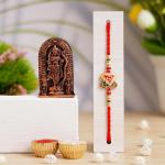 Webelkart Premium Single Rakhi For Brother And Bhabhi With Ram lalla Idol Statue for Home And Car Dashboard- Rakhi Gift Combos