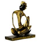 eCraftIndia Iron Tribal Man with Pagdhi Playing Musical Instrument Dholak Showpiece 19 x 16.5 cm