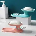 VMITRA Rotating Double Layer Soap Drain Tray Lovely Soap Holder, Bathroom Soap Drain Storage Dish Box (Multi)