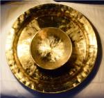 4B INTERNATIONAL_Handcrafted Bell Metal Utensils Set of Ethnic Dining Dish and Bowl (Kahi Bati) - Set of 2 - 1000 Grams