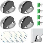 Hasthip Stainless Steel Floor Door Stopper, Oval Mounted Half Moon Stop With Screws And Glues (Set Of 4)
