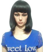 YOFAMA Medium Hair Wig Black Synthetic Fiber Women