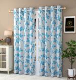 Dc Decastle Pearl Printed Polyester Curtains (Aqua Blue) (213* 121 cm) (pack of 2)