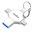 Verilux Silver Flash Drive 64Gb 4 In 1 Pendrive with Lightning for Ios