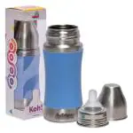 Adore KOH Feeding Bottles -KOH Steel Feeding Bottle-Flex Grip Silicon Sleeve-250 ml (Blue)
