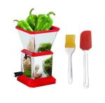 First Front Stainless Steel Chilly Cutter Cutter With Silicon Basting Mini Spatula Set and (Multicolour, Pack of 2)