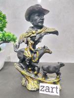 FAMTURE Multi Color Polyresin Presents Resin Cowboys Face With Horse - Different Peaceful Moments Showpiece Decorative Showpiece - 7.62 cm