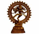 Idol Collections Brown Brass Nataraja Shiva Dancing Pose Natraja, 8.5 Inch